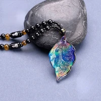 leaf pendant color changed by temperature creative necklace pendant for men and women wholesale overnight wealth leaf necklaces