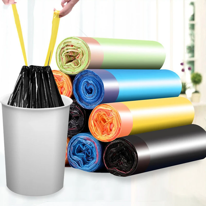

Drawstring Garbage Bag Disposable Thickened Household Cleaning Portable Automatic Closing Waterproof Kitchen Storage Trash Pouch