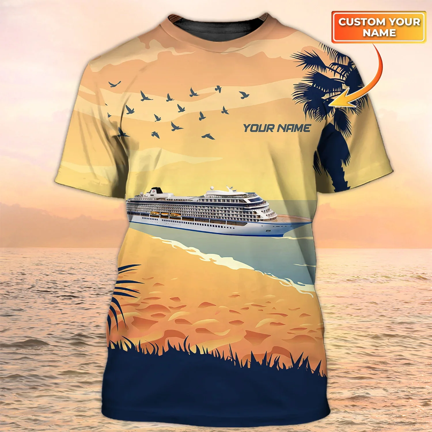 

Hawaiian Scenery Printing Men's T Shirt Beach on Vacation Style Short Sleeve Tops Fashion Individualization Customized Tees