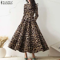 long sleeve big size round collar leopard print elegant temperament high grade dress wholesale