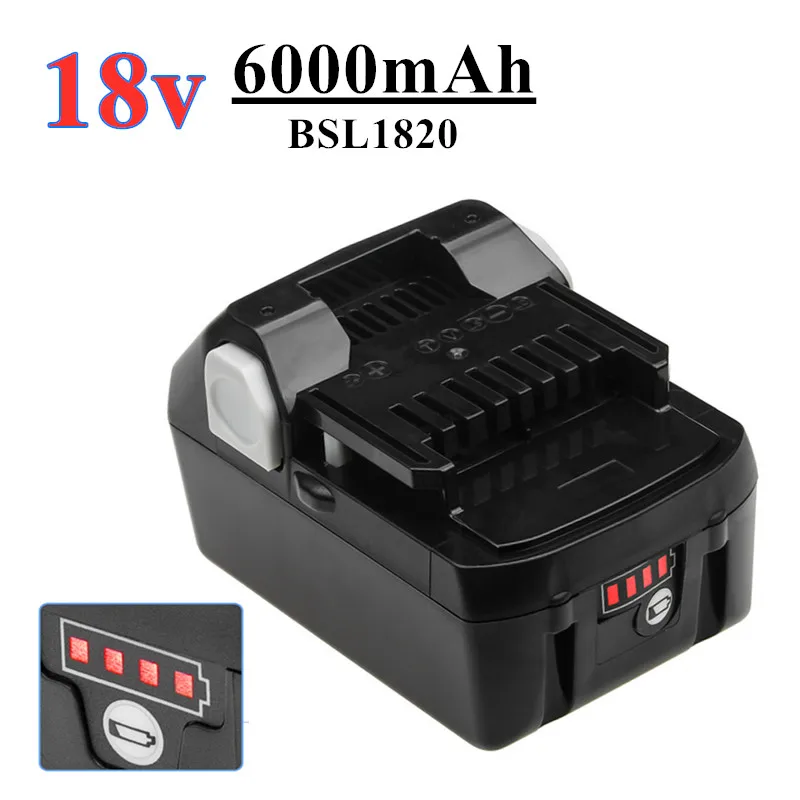 

18V 6Ah Li-ion BSL1830B Replacement Rechargeable Battery for HITACHI BSL1820 BSL1840 BSL1850 BSL1860B Power Tool Battery LED