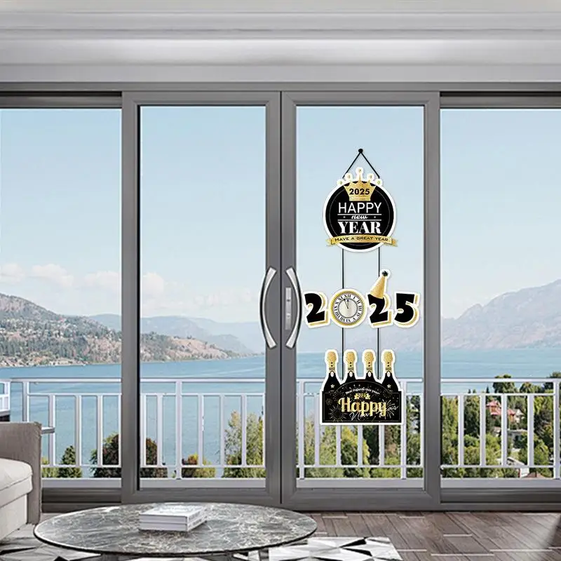 С Новым годом Настенная вывеска Новогоднее украшение Подвески 2025 Золотой Черный