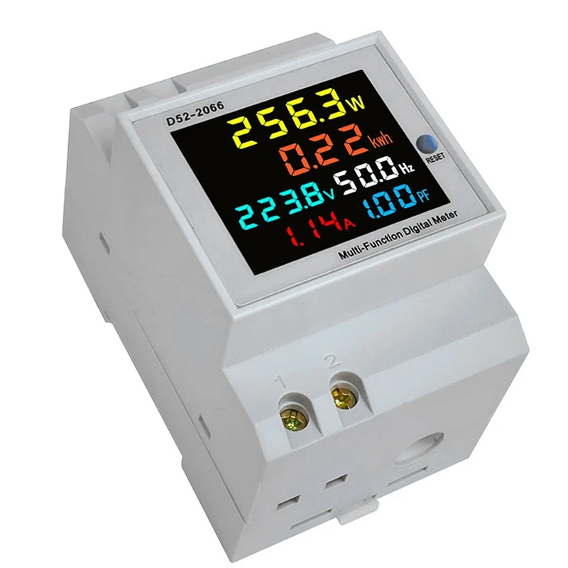 

2X Din Rail AC Monitor 6IN1 250-450V 100A Voltage Current Power Factor Active KWH Electric Energy Frequency Meter VOLT