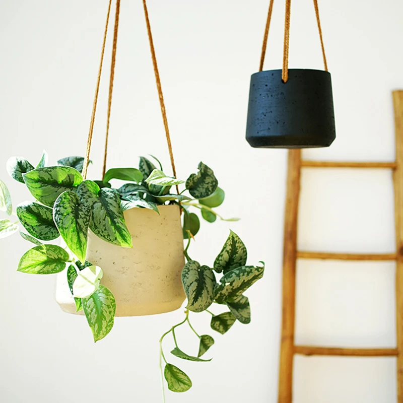 

Nordic Minimalist Wall-mounted Cement Flower Pot Round Large-diameter Hanging Home Gardening Balcony Garden Potted Plant