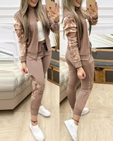 2022 spring and autumn womens new two piece sequin stitching casual suit