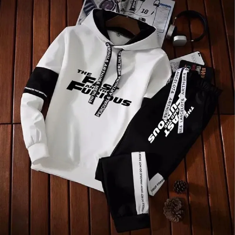 Men's Jogging Suits Hoodie + Pants 2PCS Sport Sets Pullover Sweatshirts Hip Hop Trousers Outfit Casual Slim Fit Hooded Sets