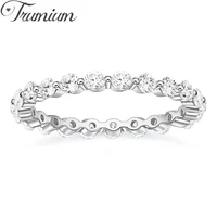 trumium 100 925 sterling silve ring simple zircon stackable round cz finger rings for women party wedding fine jewelry