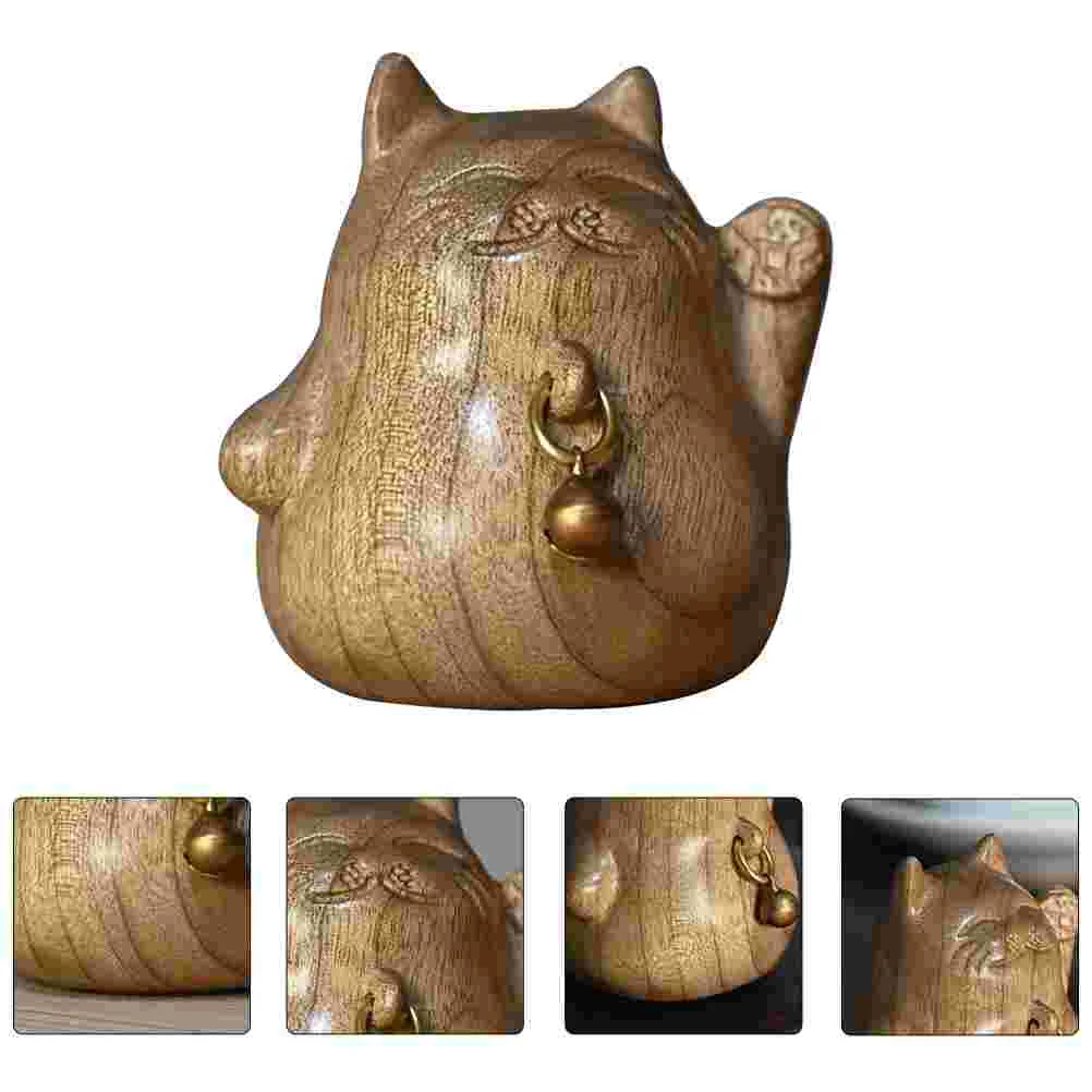 

Lucky Cat Decorations Delicate Adornment Creative Gift Housewarming Novel Golden Nanmu Shape