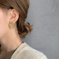 summer new korean style simple gold color geometric stud earrings for womens fashion jewelry wedding party birthday gifts
