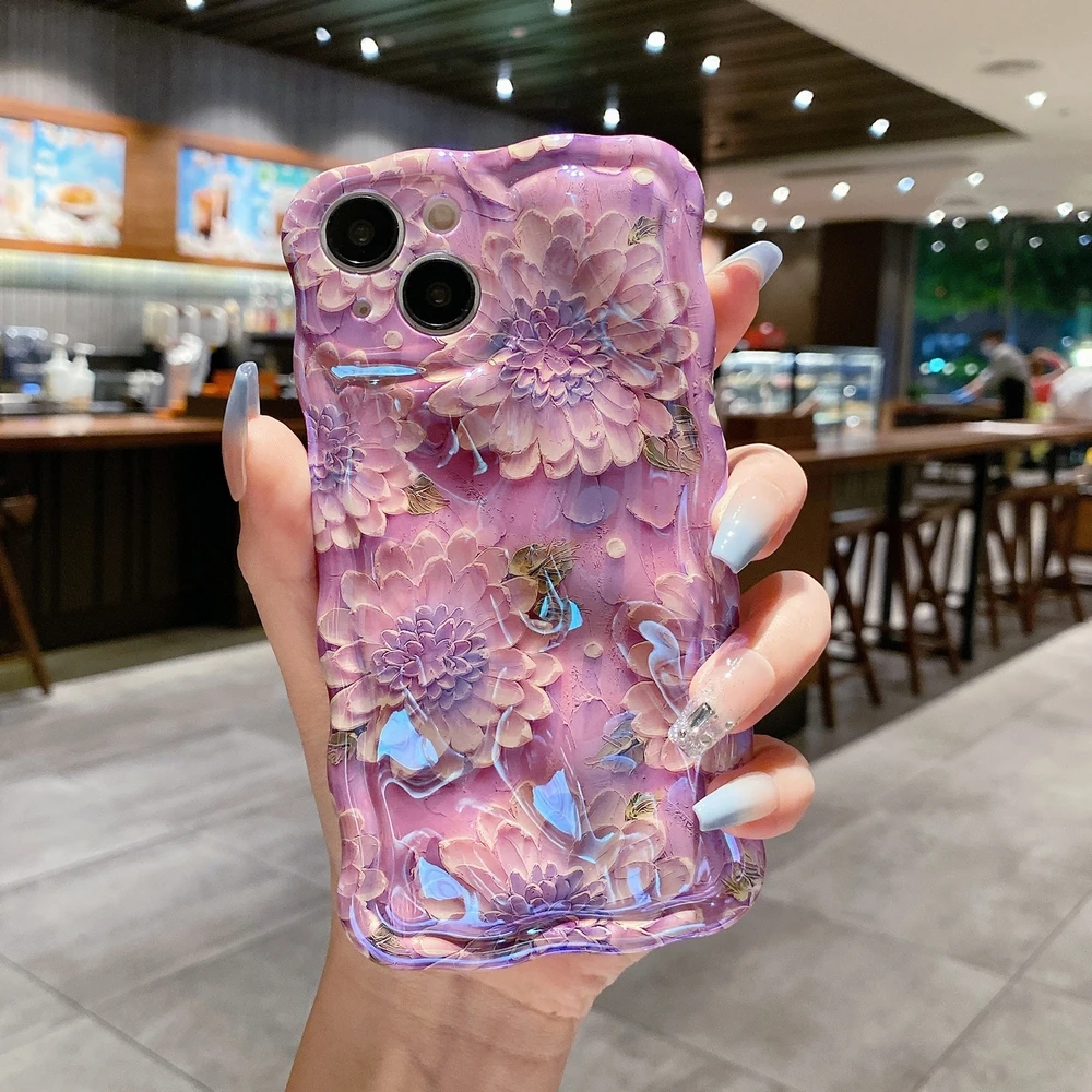 

Blue light flower Smooth surface case For iphone 11 12 12Pro 12Promax 13 13Pro 13Promax 14Pro 14 14Prmax Protective soft shell