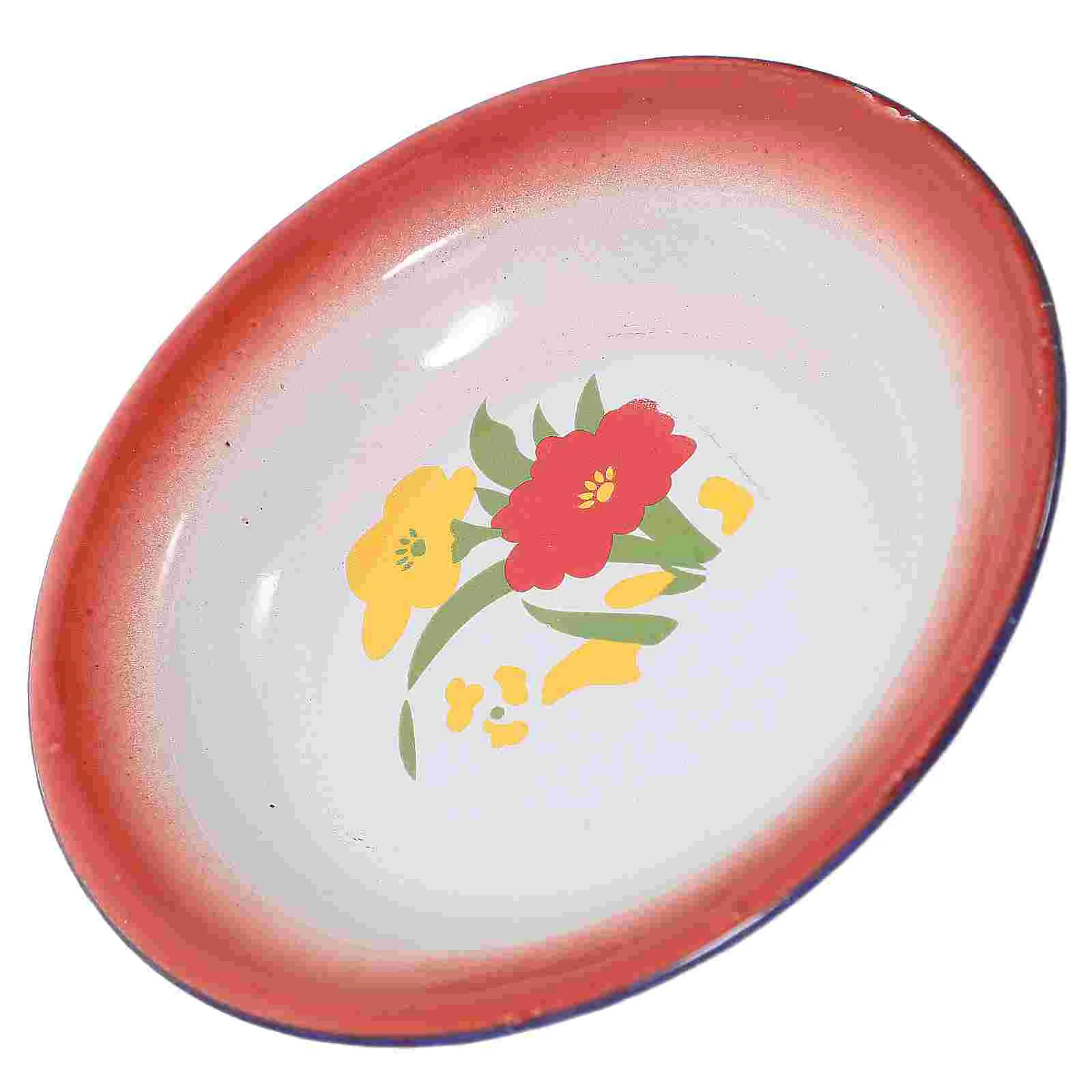 

Plates Plate Enamel Bowl Enamelware Serving Dinner Camping Vintage Dish Dishes Tray Dessert Snackfruit Set Salad Red Bowls