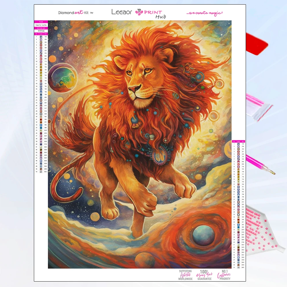 5D алмазная живопись с животными Лев который путешествует между звездами вышивка