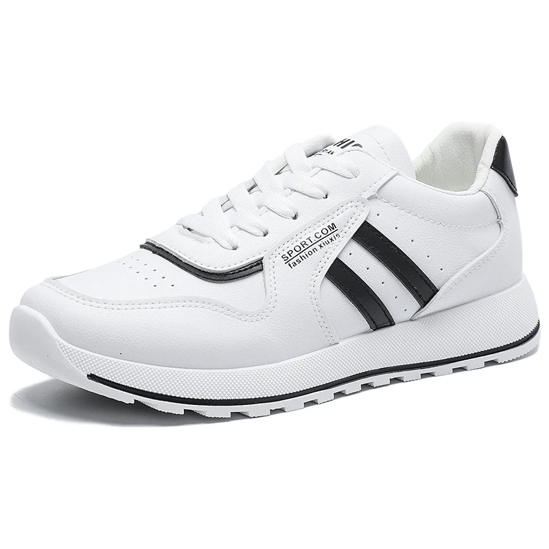 

New School Causal Fashion Women's Vulcanize Shoes High Quality Leather Women's Sneakers Walking Increase Non Slip Women's Shoes