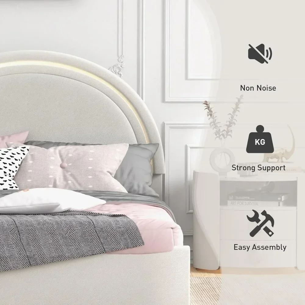 # Для полноразмерного каркаса кровати, Каркас кровати-платформы с 4 ящиками для хранения вещей, Современный каркас кровати с подсветкой, Опора с деревянными рейками и (art.: 3920cfc2c3bb2) - 3920cfc2c3bb2