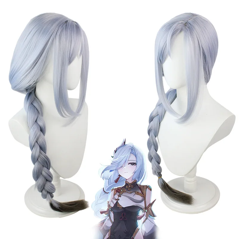 

Cosplay Game Anime Girl Genshin Impact ShenHe Wigs Costumes Props Gradient Color Twist Braid Halloween Carnival Dress Up Party