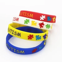 4pcs i have autism puzzle silicone braceletsbangles daily reminder colourful wristbands in kids size multicolor bracelets sh086