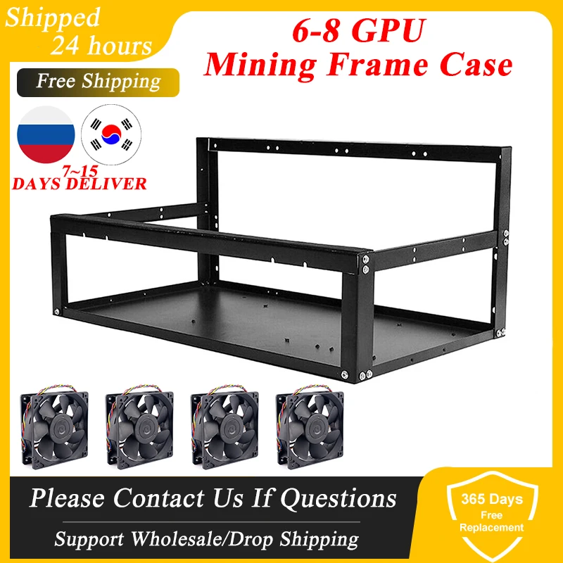 

6/8 GPU стальная рамка для майнинга на открытом воздухе, чехол для криптовалюты, набор для майнинга фермы, Риг Mineria ETH