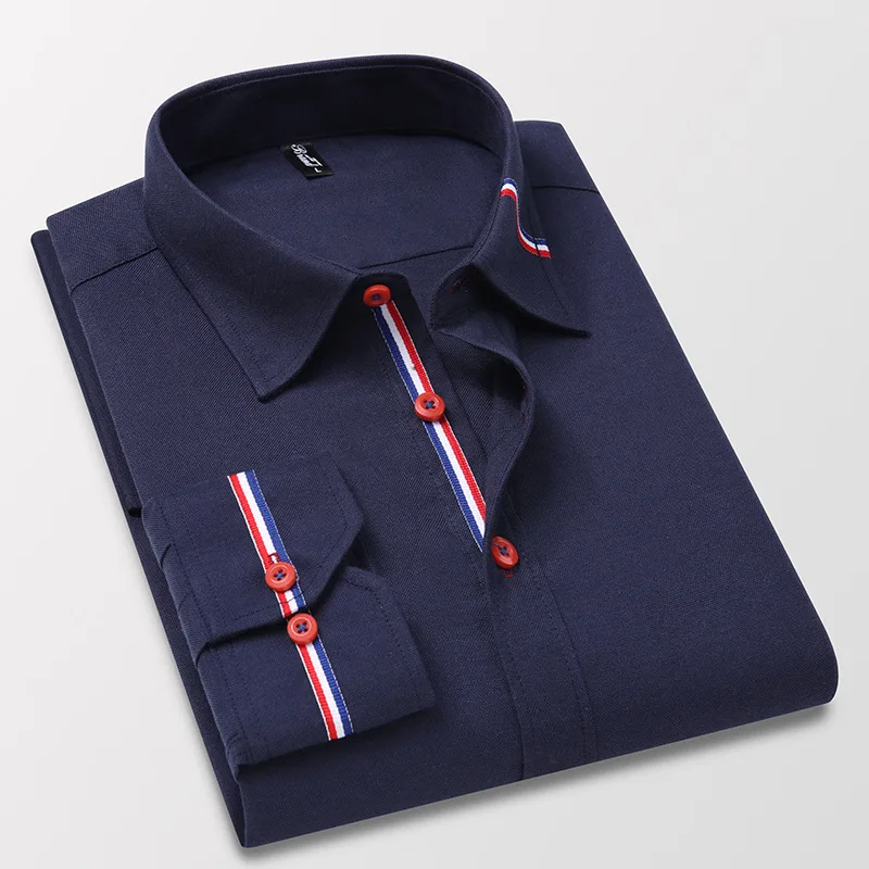 Autumn new men's shirt Oxford spinning solid color iron-free long-sleeved business casual anti-wrinkle fashion and comfortable