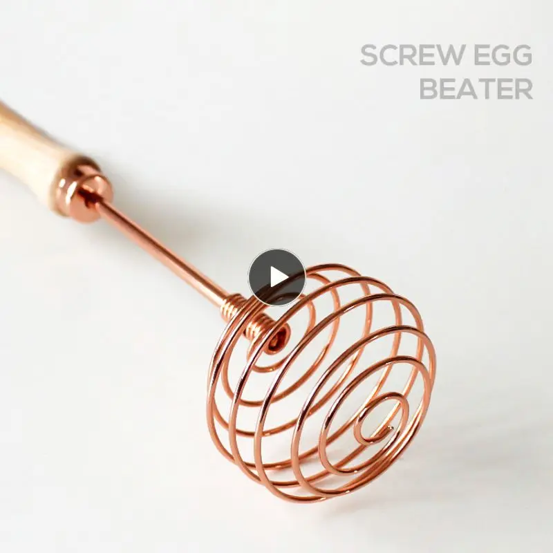 

Взбиватель для яиц из нержавеющей стали под розовое золото, пенообразователь, деревянная ручка, Легкая очистка, взбиватель для яиц, кухонные аксессуары, Лидер продаж, новинка