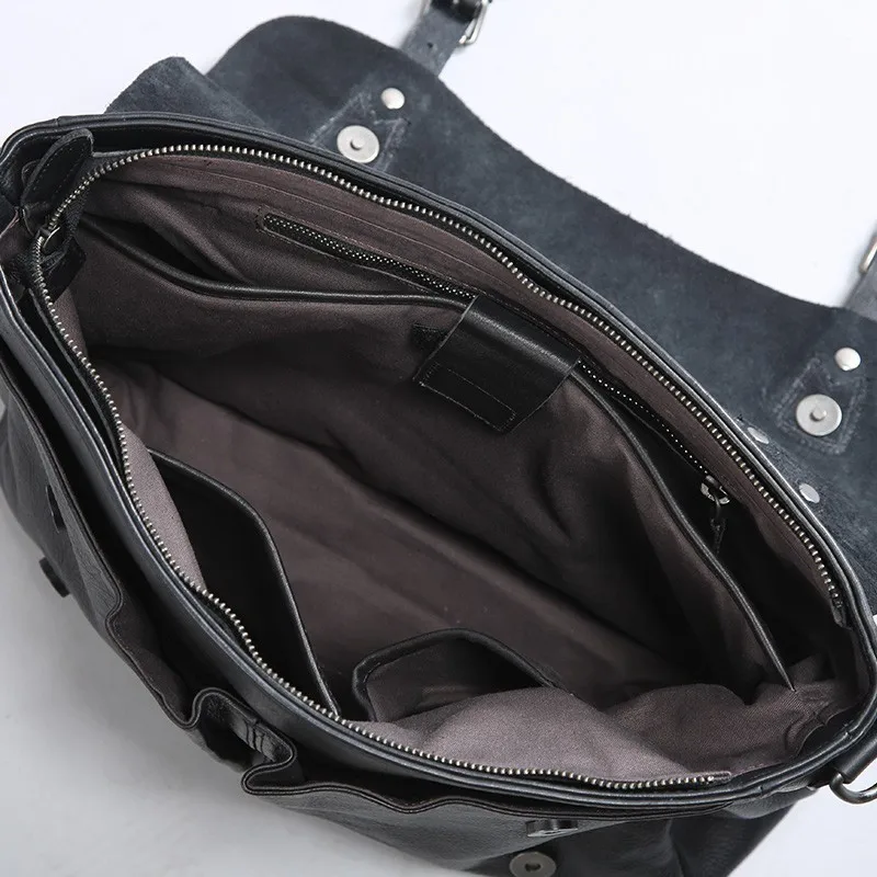 Fashion vintage genuine leather men's briefcase business casual high quality luxury soft real cowhide laptop shoulder bag