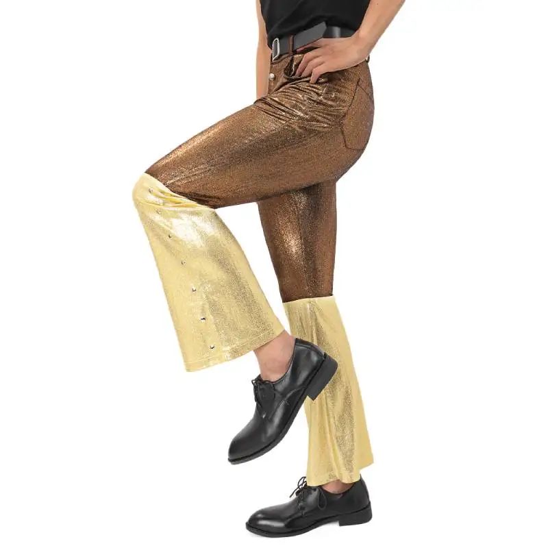 Брюки WENAM с блестками штаны колокольчиками металлический костюм для
