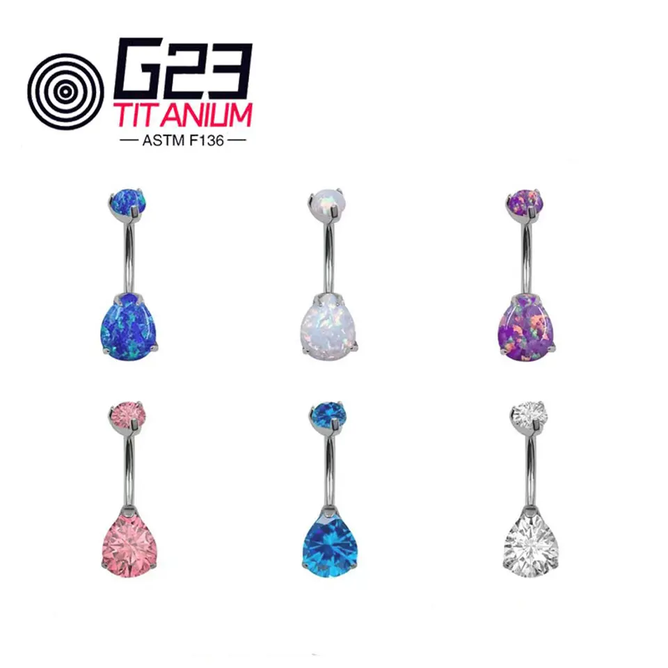 

1Pc G23 Titanium Navel Bars Piercing Belly Rings Ombligo Nombril Body Jewelry Navel Piercing Sexy Belly Button Rings Gem