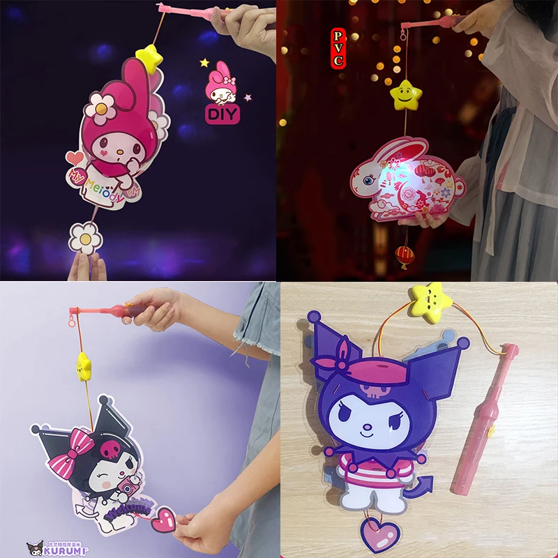 

Новинка, милый фонарь Sanrio Kuromi, милые Креативные Игрушки «сделай сам», мультяшная мимелодия, музыка, строительные аксессуары для комнаты, подарок на день рождения