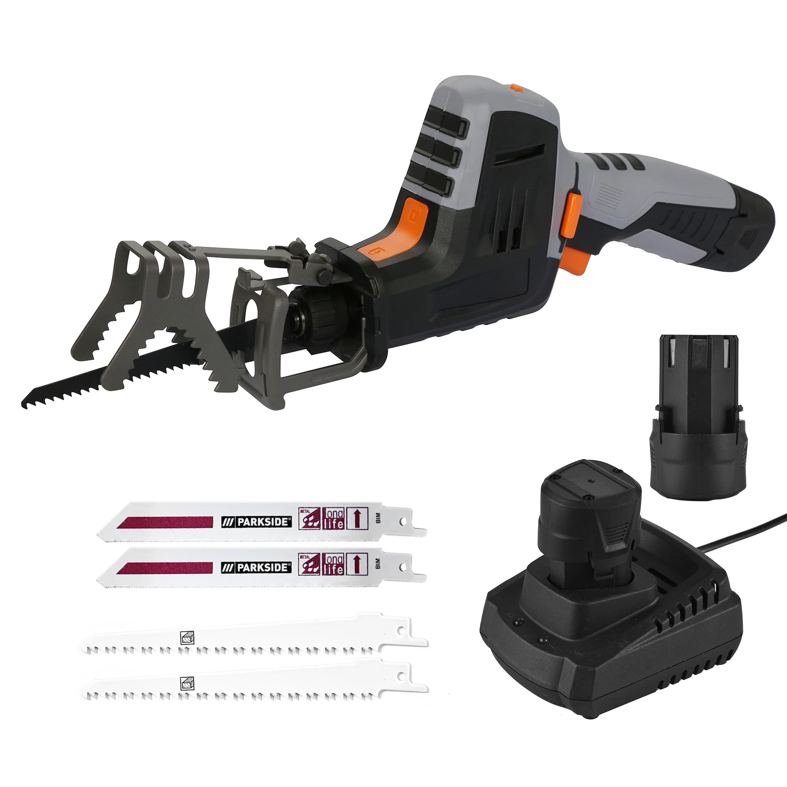 

12V Cordless Reciprocating Saw 2500RPM Handheld Electric Saw with 2 PCS 1.5Ah Battery Fast Charger 4 PCS Saw Blades for Wood Cut