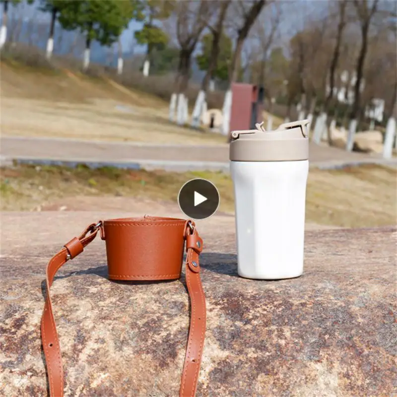

Adjustable Shoulder Strap Cup Sleeve Labor Saving High Quality Water Bottle Bag Imitation Leather Wear Resistant Cup Cover