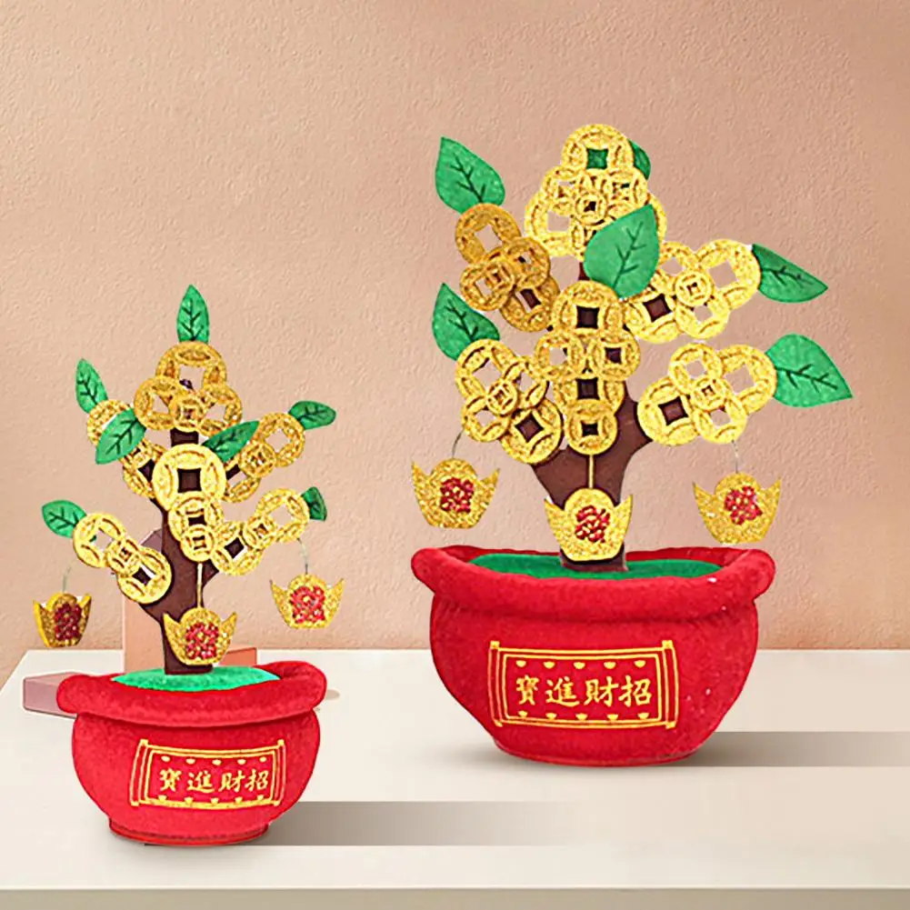Artificial Bonsai Realistic Chinese Style Festive Stuffed Bring Wealth Treasure Gift Money Tree Fake Potted Plant Ornament