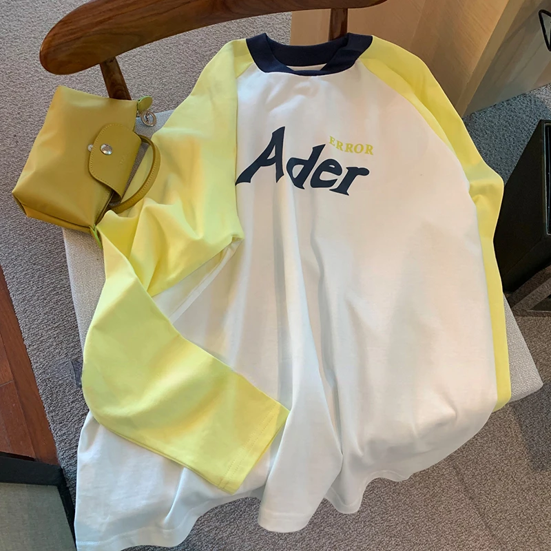 

ADER ERROR Pullover Contrast Crew Neck Letter Print Men Women 1:1 Long Sleeve Ader Error Sweatshirt