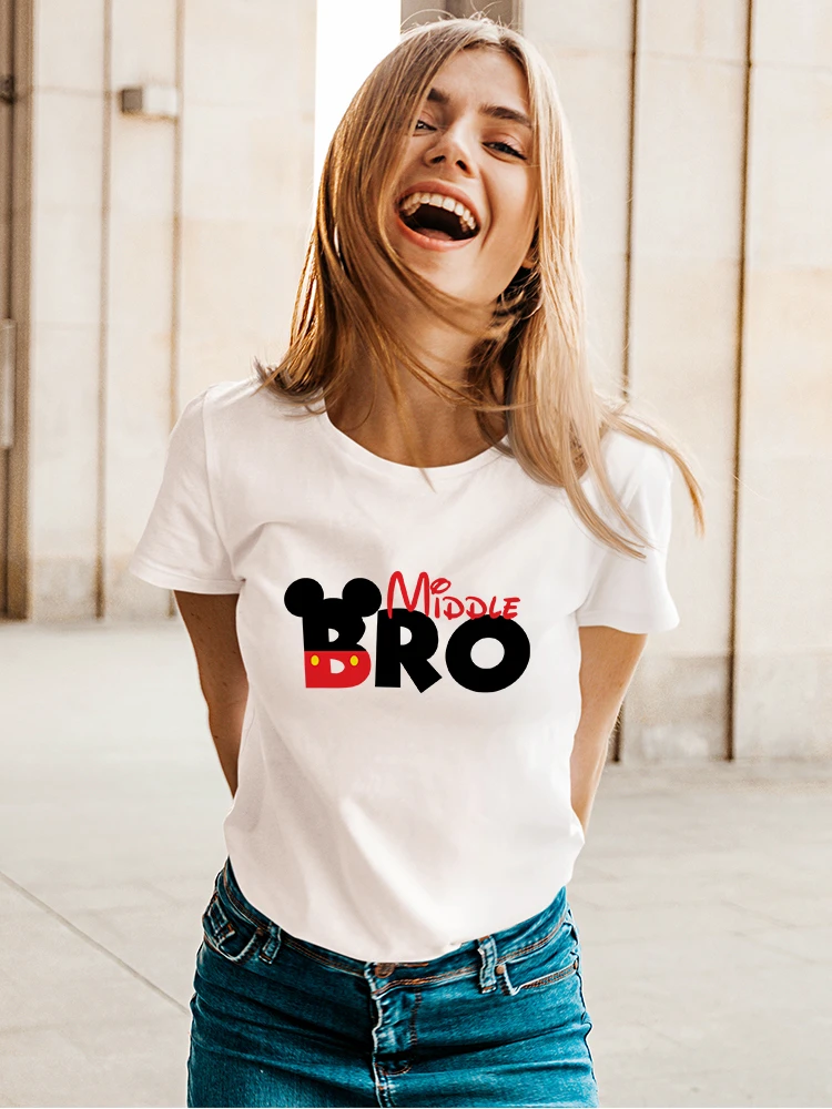 

Fashion Disney Women T-Shirts Harajuku Style Middle Bro Mickey Mouse Creativity Graphic Modern Aesthetic Female T Shirts Comfort