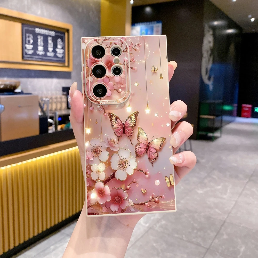 Фото Совместимость с Samsung Galaxy S25 S24 S23 Ultra S22 Plus Note 20 S21 FE Чехол с цветочной бабочкой Tongyan Cover №4