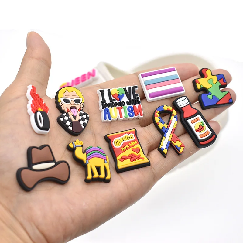 100pcs Creative Cartoon Shoe Charms for Crocs Decoration PVC DIY Shoe Aceessories for Croc Sandals Buckle Shoe Lace Charm