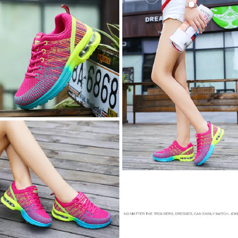 Women Running Shoes Fashion Casual Sneakers Mesh Lace Up Thickening Extra High Shoes Nice Comfortable Breathable Zapatillas Muje