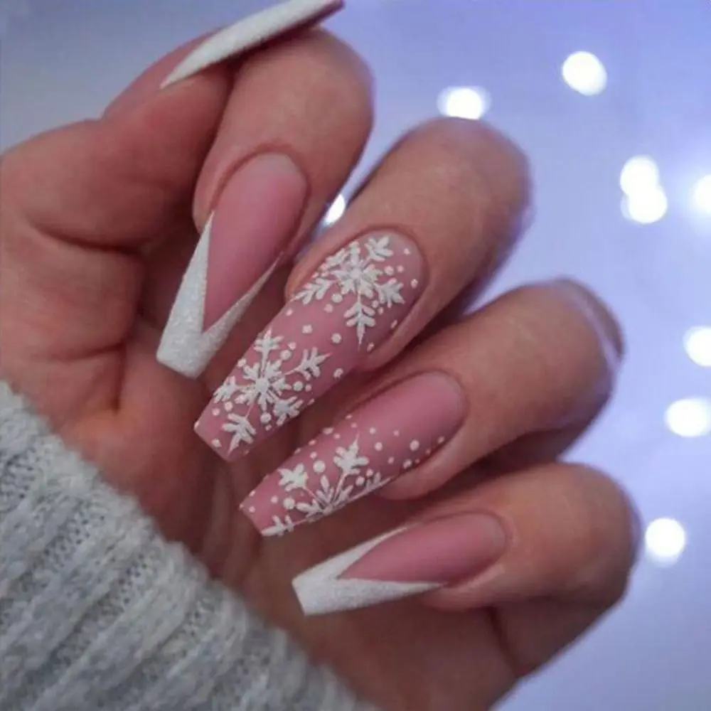 

Detachable French Coffin Love Heart False Nails DIY Fake Nails Long Ballerina Christmas Snowflake Gold Glitter Wavy