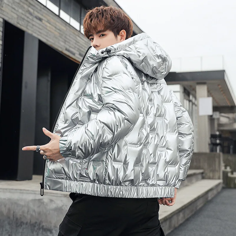 Autumn and winter new fashion men's short thin hooded down jacket men's style