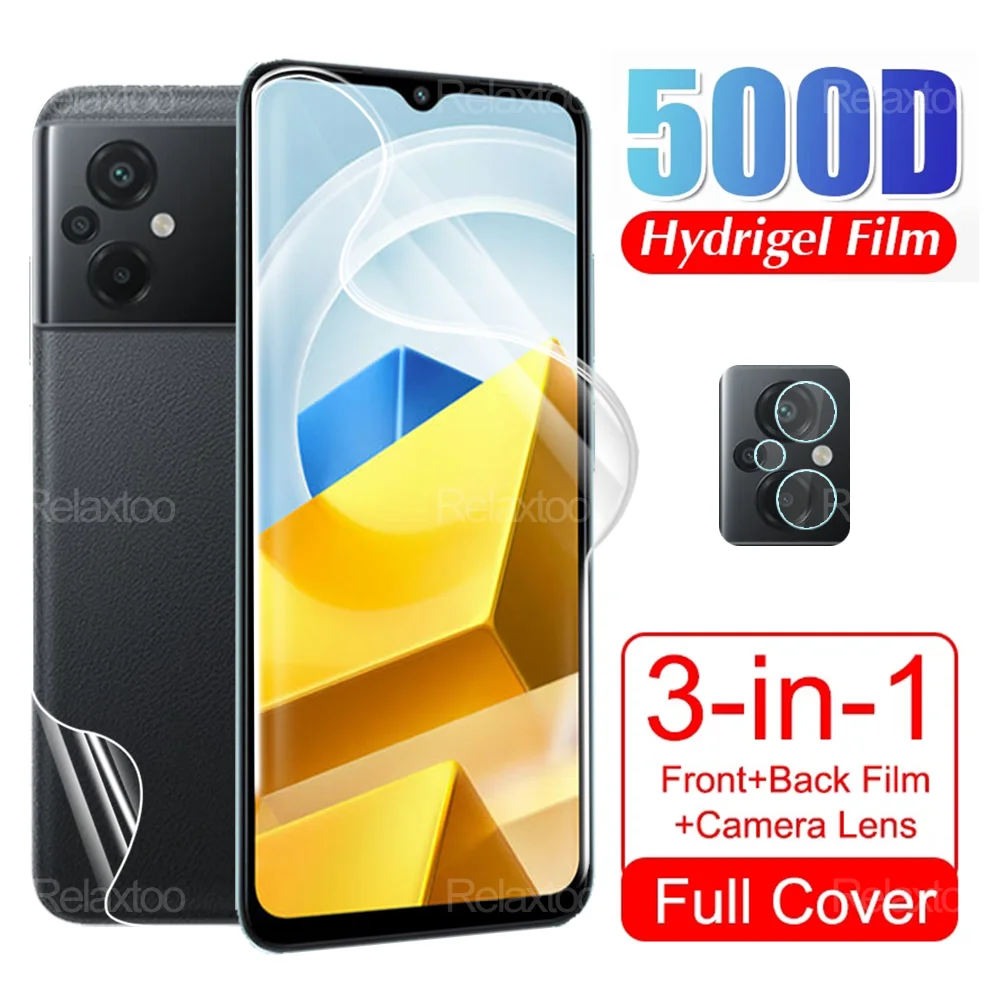 

Гидрогелевая пленка 3 в 1, не стекло 500D для Xiaomi Poco M5 M5s 4G, Защитная пленка для объектива камеры PocoM5 PocoM5s Pofo M 5