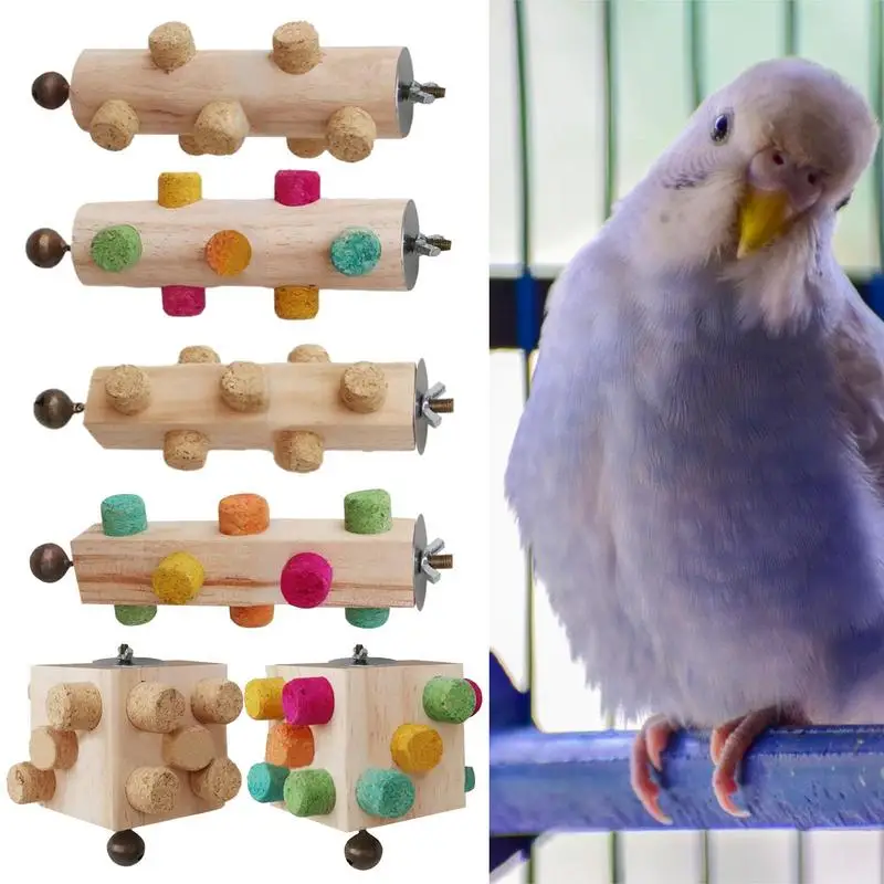 

Parrot Chew Toy Wooden Bird Biting Toy parrots cage Hanging Blocks Bird Cage Fun Parakeet Chewers Bird Cage Toys For Parrots