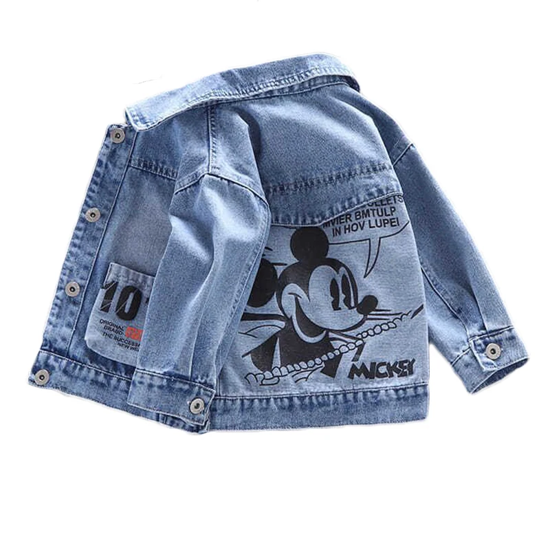 Baby Boys Girls Mickey Mouse Denim Jacket Coats Children Fashion Cool Clothes Cartoon Spring Auutmn Cotton Outerwear Clothing