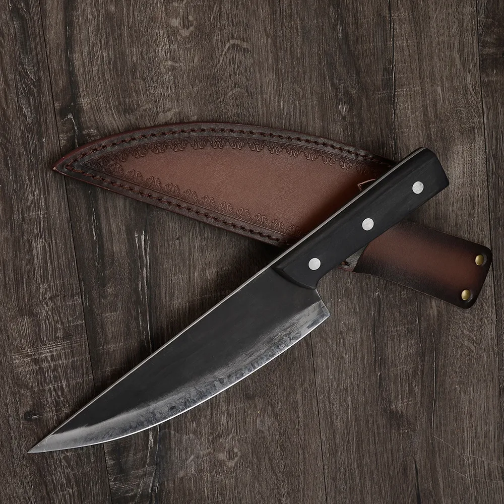 

8In Kitchen Chef Knife Stainless Steel Hunting Outdoor Knife Meat Fish Vegetable Chinese Sliced Cooking Tools with Leather Cover
