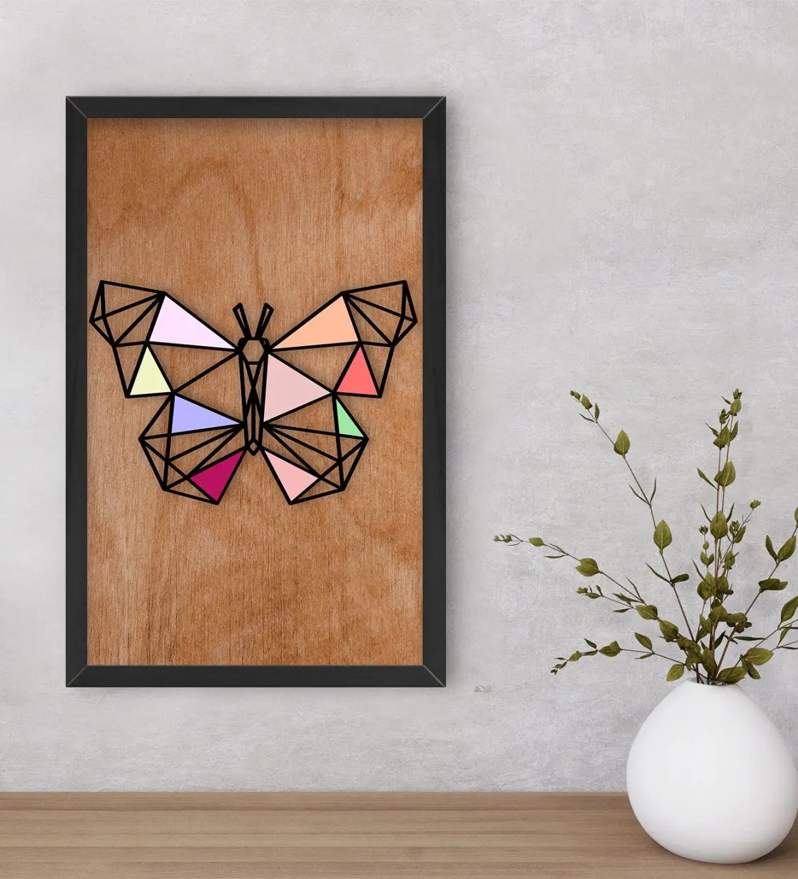 

BK Home Butterfly Decorative Wood Black Framed Tablo-1