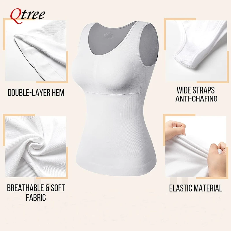 Женская корректирующая одежда для живота Qtree Классический бюстгальтер 2 в 1 с