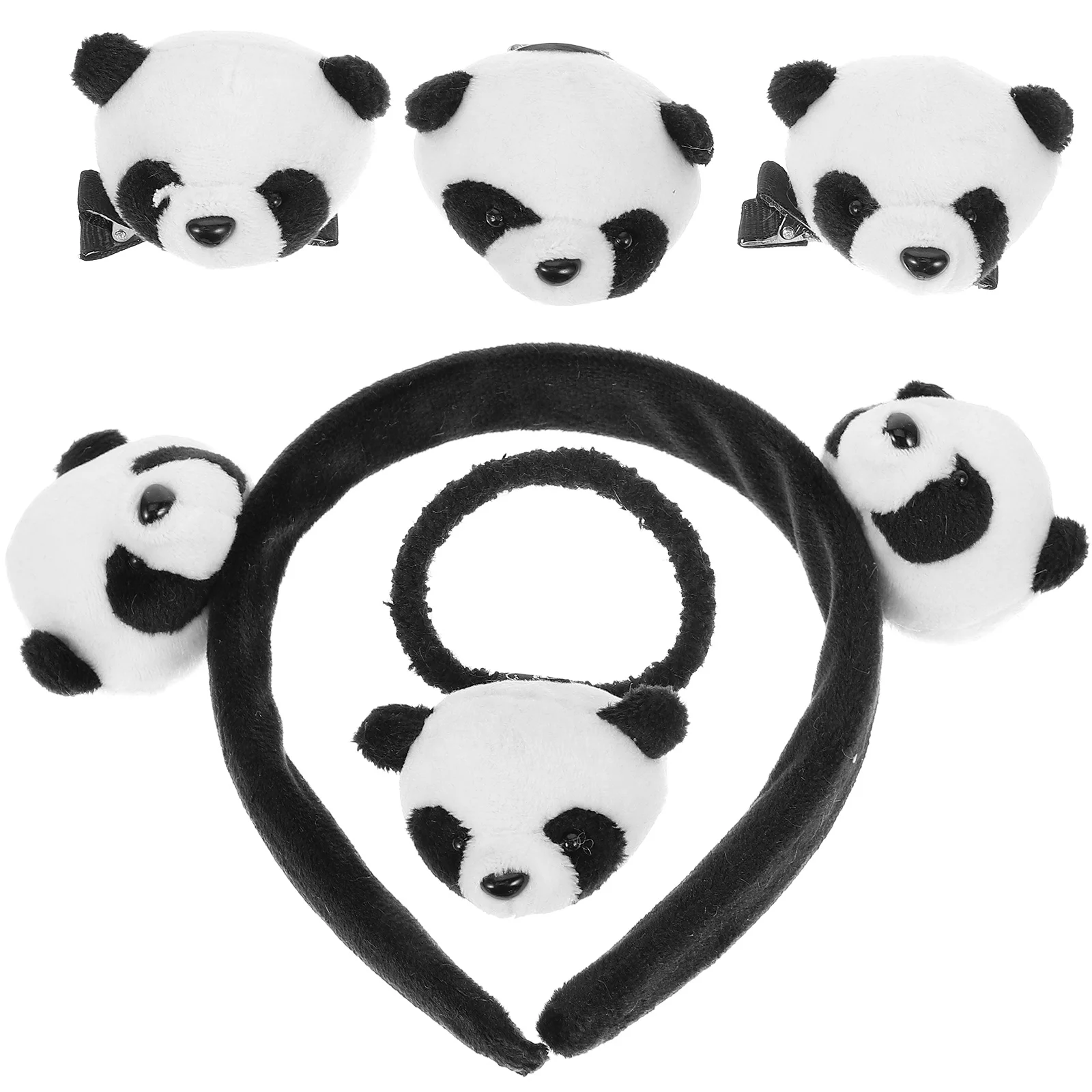 

Hair Bands Panda Accessories Women Bun Jewelry Girl Heart Headband Fabric Pin Bands