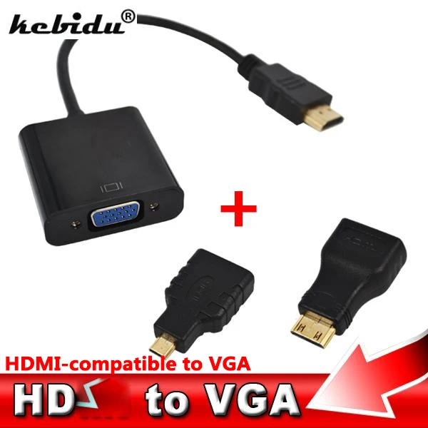 Переходник kebidu HDMI/VGA, Micro Mini HDMI, Встроенный преобразователь 1080p для PS4