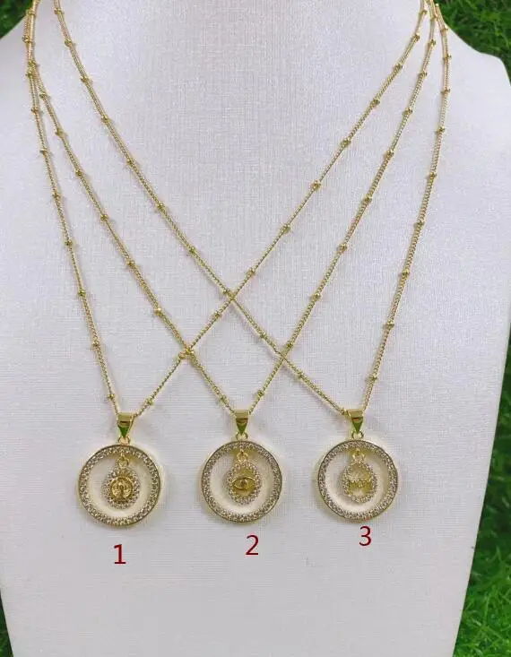 

1 шт. медная подвеска с круглыми глазами для мам, подвеска для ожерелья, позолоченная цепочка с кубическим цирконием dsf3s