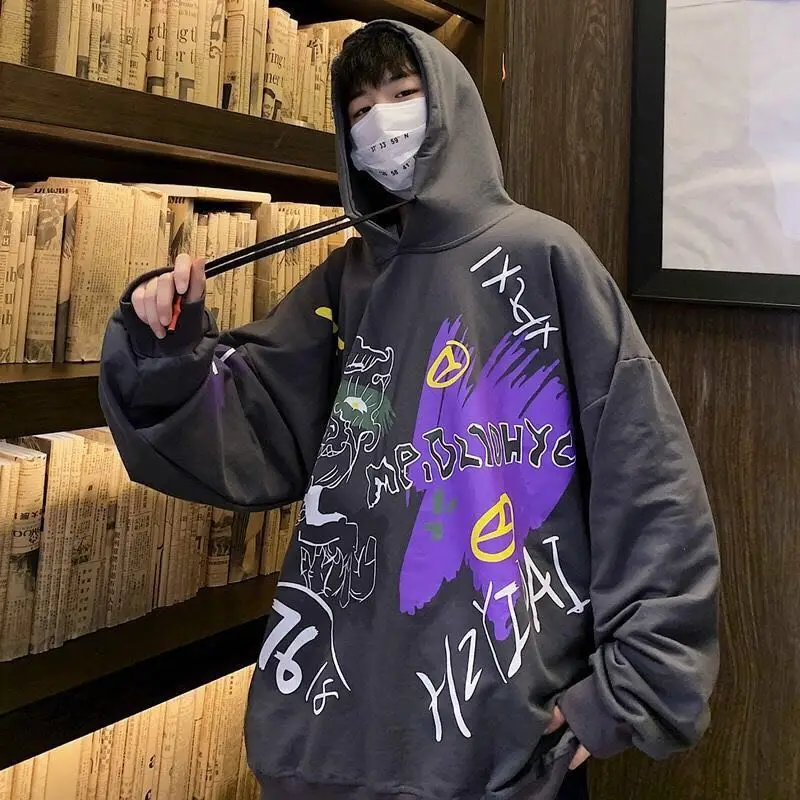 

Mens Hoodies Anime Sweatshirt Oversized Hip Hop Japanese Streetwear Harajuku Black Hoodie Boy Sweatshirts