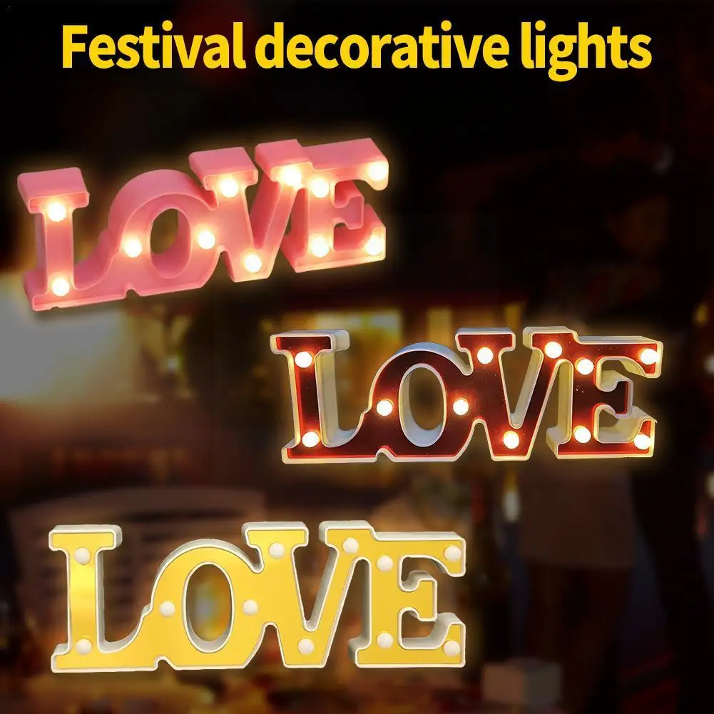 

3D LED Neon Lights Love Shape Night Light Letters Sign Day Party Birthday Props Valentine's Decoration Romantic Wedding Lam C4J2
