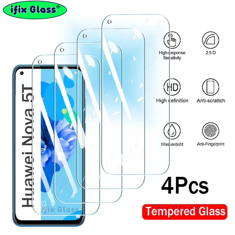 4 шт. закаленное стекло для Huawei Nova 5T 5i 5 Pro, Защита экрана для Huawei Nova 5Z 4 4E 3 3i 3E, защитная стеклянная пленка