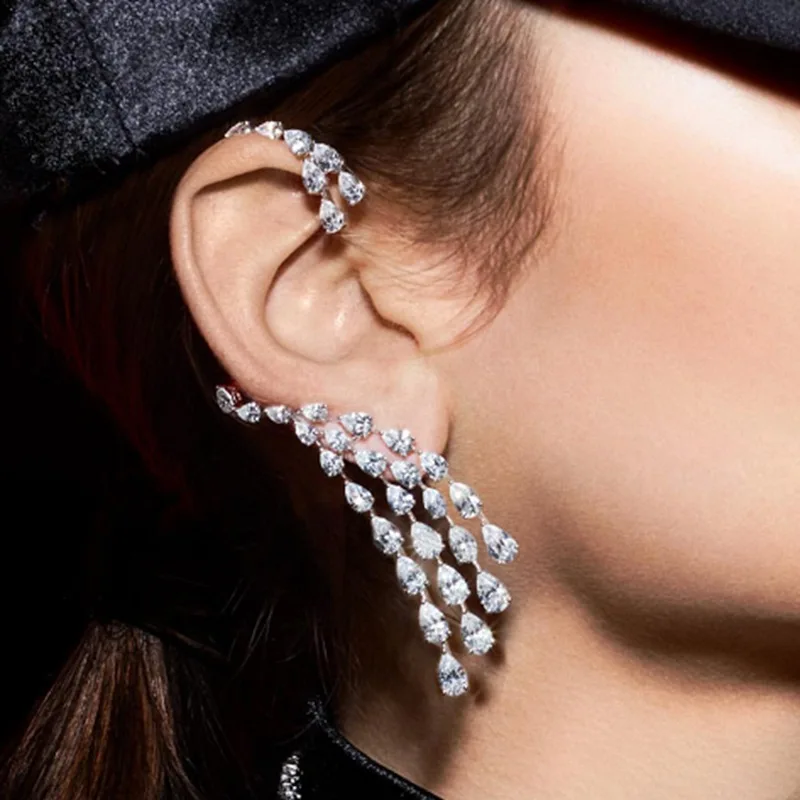 

Женские серьги-каффы из серебра 925 пробы, с фианитом